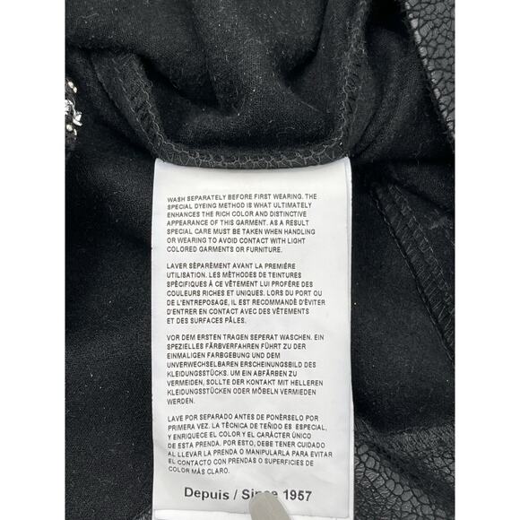 Joseph Ribkoff Jacket Leather Look Chain Bead Detail Black Silver Size 10 - Picture 12 of 13